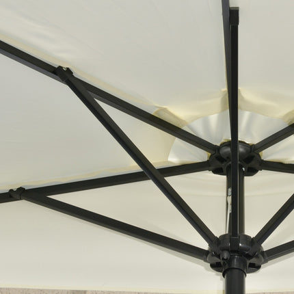 Halbschirm mit LED-Beleuchtung, Handkurbel, Solarpanel, beige