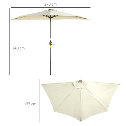Halbschirm mit LED-Beleuchtung, Handkurbel, Solarpanel, beige