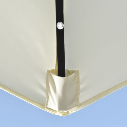 Halbschirm mit LED-Beleuchtung, Handkurbel, Solarpanel, beige