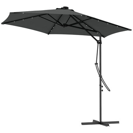 Ampelschirm Ø290 cm – UV-Schutz, LED, Dunkelgrau