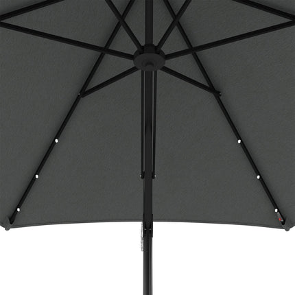 Ampelschirm Ø290 cm – UV-Schutz, LED, Dunkelgrau
