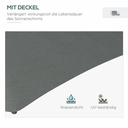 Ampelschirm Ø290 cm – UV-Schutz, LED, Dunkelgrau