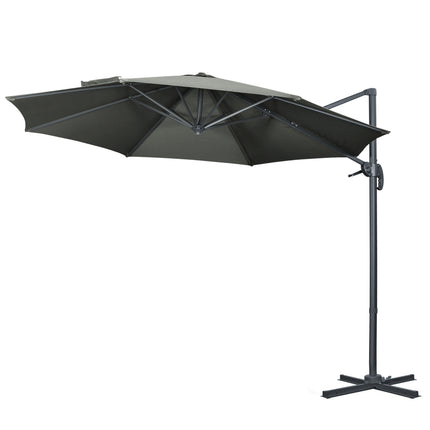 Rotating Cantilever Parasol, 294x294 cm, Grey, Aluminum Stand