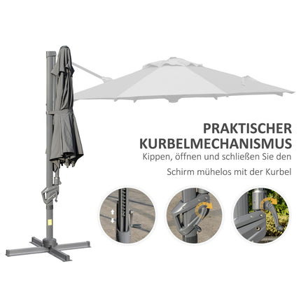 Large cantilever parasol, 300 cm, adjustable sun protection