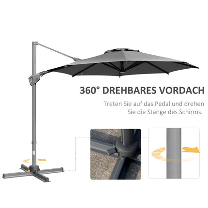 Large cantilever parasol, 300 cm, adjustable sun protection