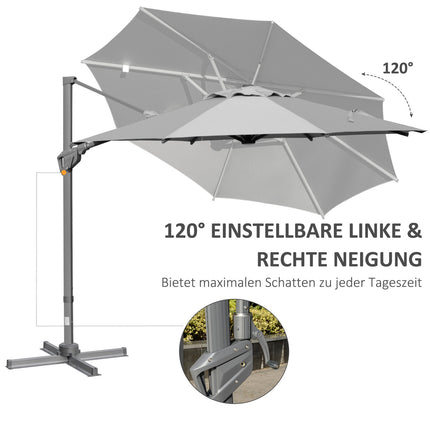 Large cantilever parasol, 300 cm, adjustable sun protection