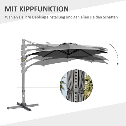 Large cantilever parasol, 300 cm, adjustable sun protection