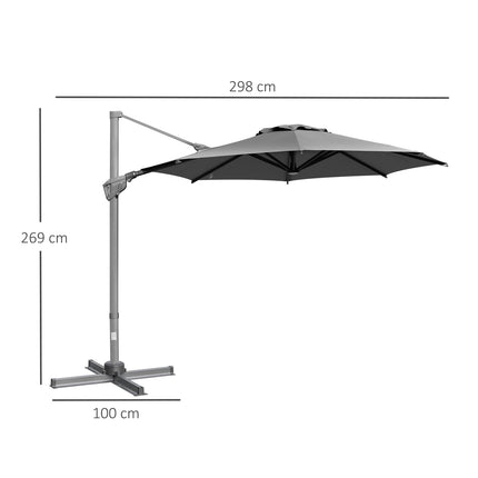 Large cantilever parasol, 300 cm, adjustable sun protection
