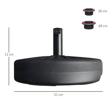 Sonnenschirmständer 22 kg, Zement, Schwarz – Passend für Ø38/48 mm