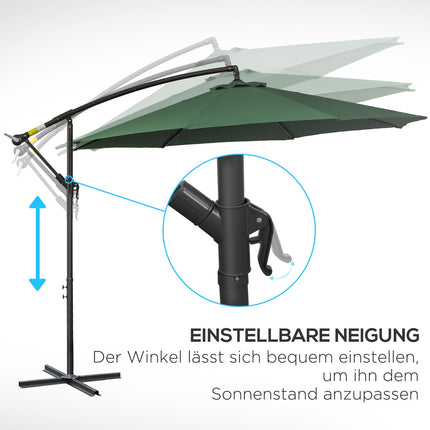 Ampelschirm mit Kurbel, Stahl & grünem Polyester