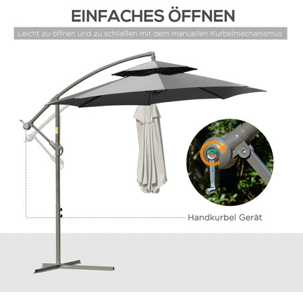 Ampelschirm, 2,67m, Doppeldach, Polyester grau