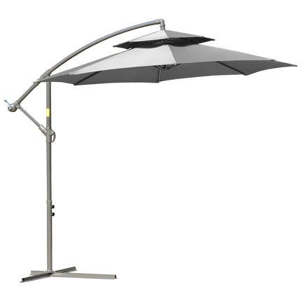 Ampelschirm, 2,67m, Doppeldach, Polyester grau