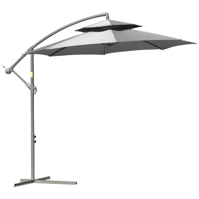 Ampelschirm, 2,67m, Doppeldach, Polyester grau