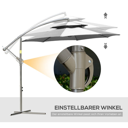 Ampelschirm, 2,67m, Doppeldach, Polyester grau
