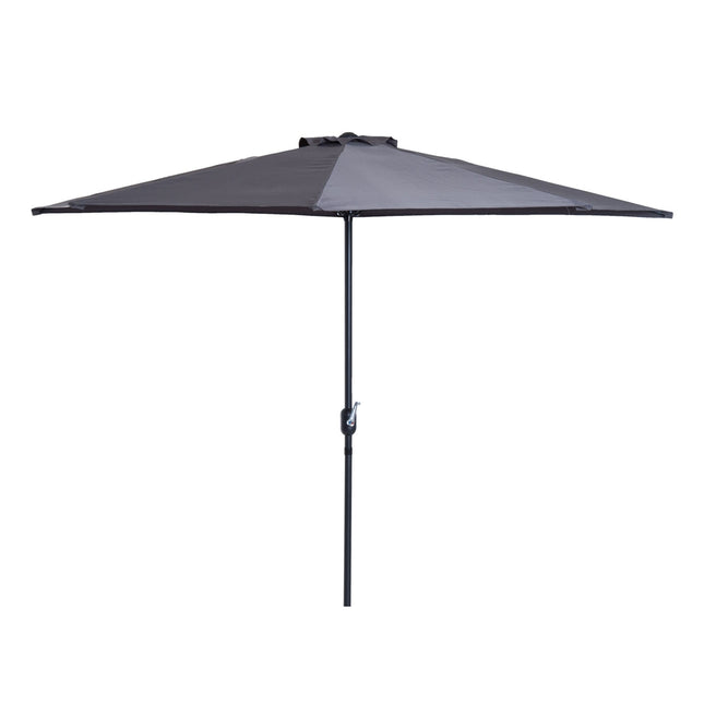 Halbrunder Metall-Gartenschirm – Grau & Schwarz