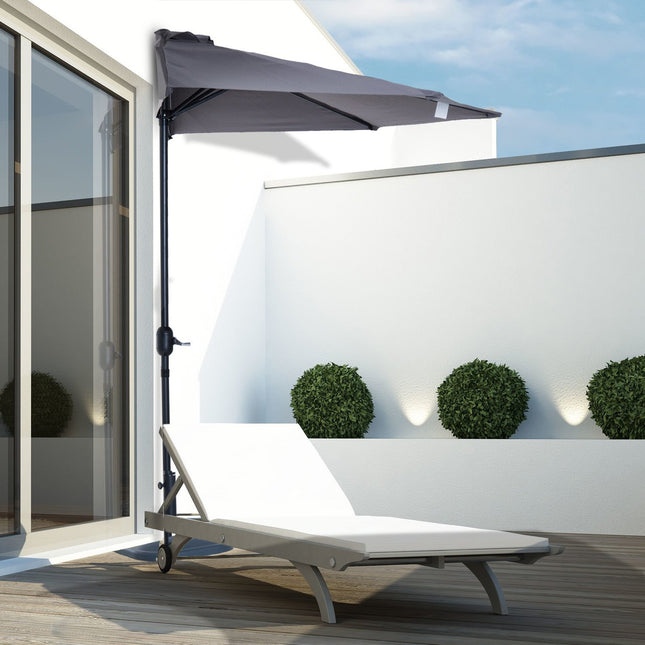 Halbrunder Metall-Gartenschirm – Grau & Schwarz