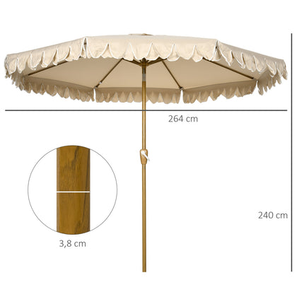 Plážový slunečník 265 Cm, design s třásněmi, nastavitelný sklon, khaki