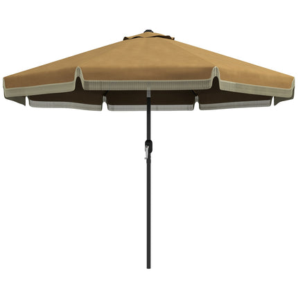 265 cm Kipp-Sonnenschirm, Khaki, Fransen & 8 Streben