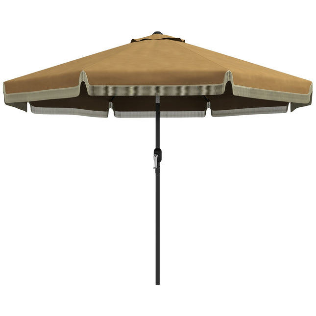265 cm Kipp-Sonnenschirm, Khaki, Fransen & 8 Streben