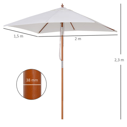 Klappbarer Gartenschirm, verstellbar, cremeweiß, Fichtenholz