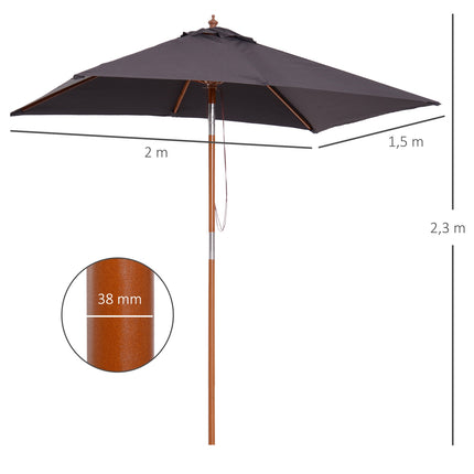 Klappbarer Gartenschirm – Tannenholz, verstellbar, Dunkelgrau