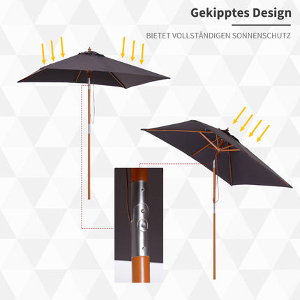 Klappbarer Gartenschirm – Tannenholz, verstellbar, Dunkelgrau