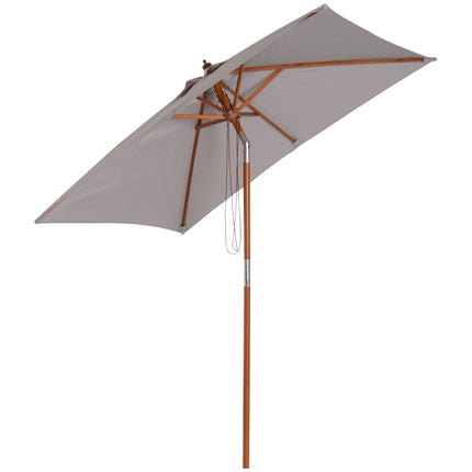 Gray foldable garden parasol, adjustable, spruce wood