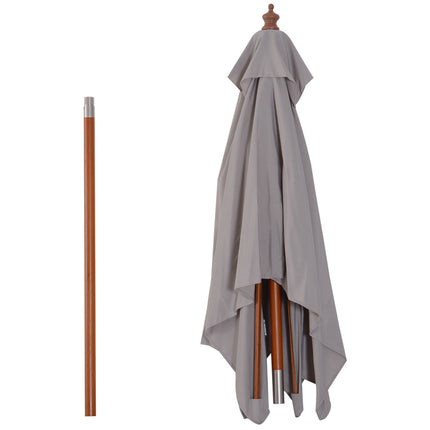 Gray foldable garden parasol, adjustable, spruce wood