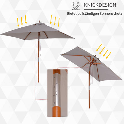 Gray foldable garden parasol, adjustable, spruce wood