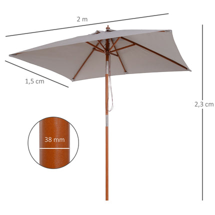 Gray foldable garden parasol, adjustable, spruce wood