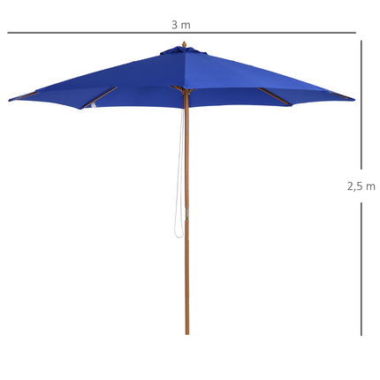 Ampelschirm 300 cm, Bambus, Blau