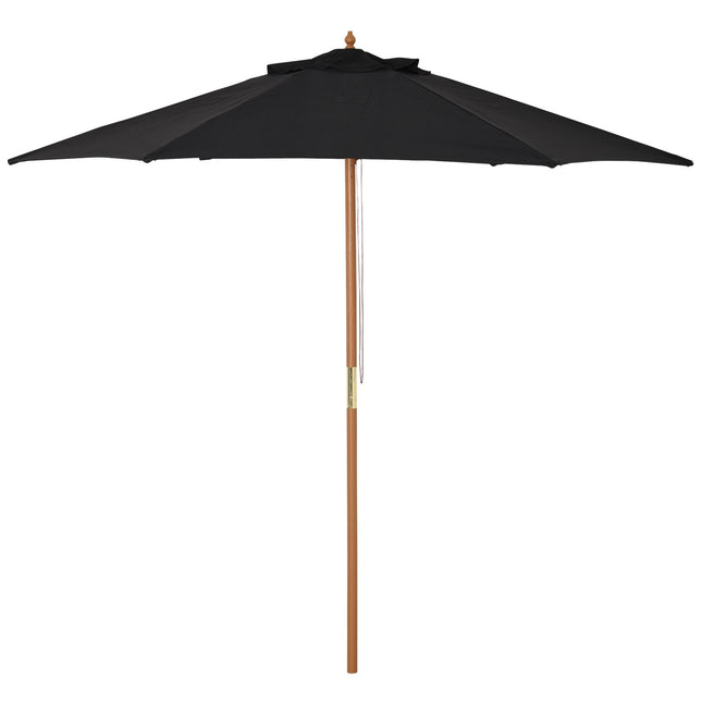Schwarzer dreistöckiger Gartenschirm, Sonnenschutz, Bambusgestell