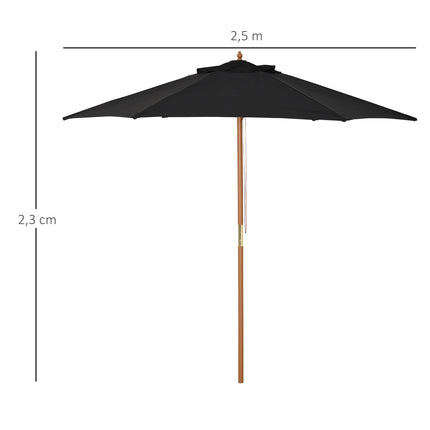Schwarzer dreistöckiger Gartenschirm, Sonnenschutz, Bambusgestell