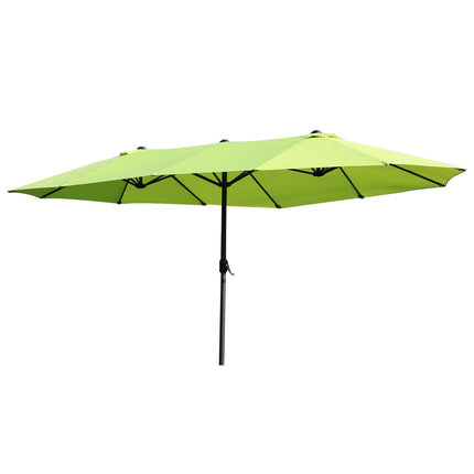 Grüner Doppel-Sonnenschirm, Garten, Handkurbel, Oval 460x270 cm
