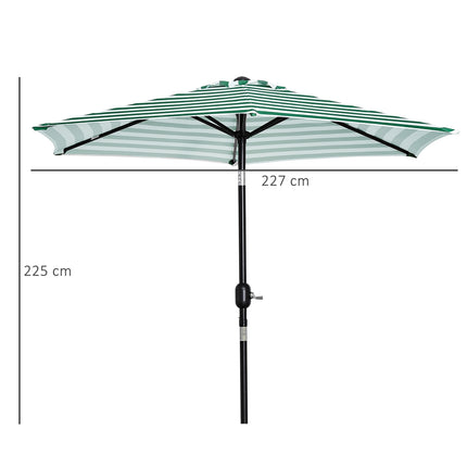 Green Stripe Steel Garden Parasol - Ø230 x 216 cm