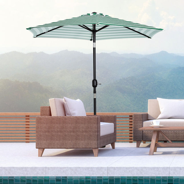 Gestreifter Sonnenschirm aus Stahl für den Garten – Ø230 x 216 cm