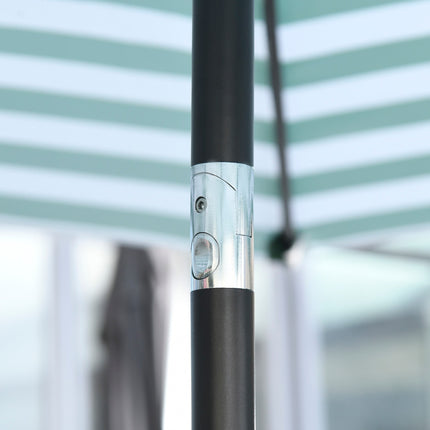 Green Stripe Steel Garden Parasol - Ø230 x 216 cm