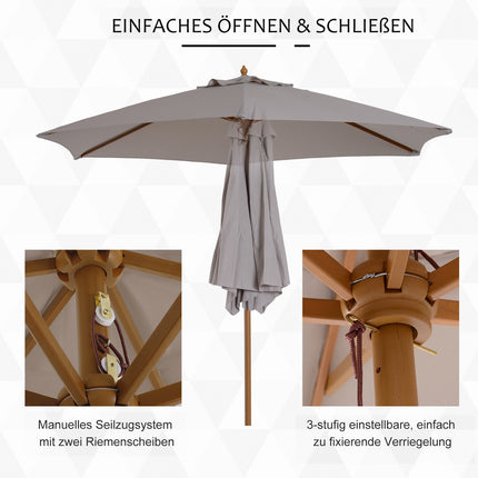 Gartenschirm, 3-lagiger Sonnenschutz, Bambus, Ø2,5x2,3 M
