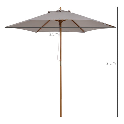Gartenschirm, 3-lagiger Sonnenschutz, Bambus, Ø2,5x2,3 M