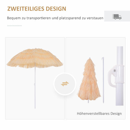 Hawaiian Beach Umbrella - 160cm, Beige, Different colors