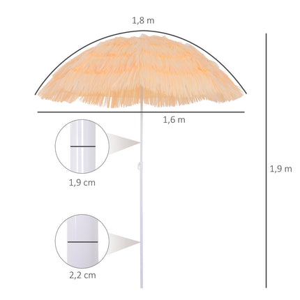 Hawaiian Beach Umbrella - 160cm, Beige, Different colors