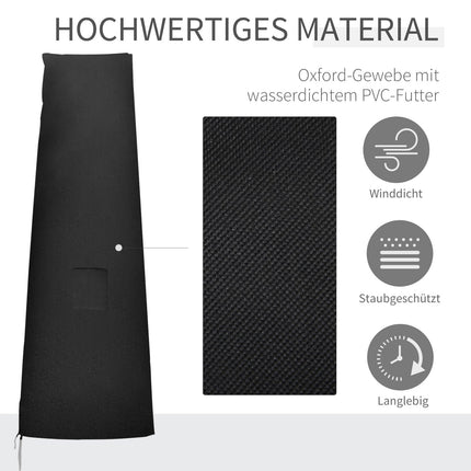 Parasol Beschermhoes Voor Parasols Tot Ø400 Cm Hoes Parasol Beschermkap Met Ritssluiting, Zakstang Oxford Stof Zwart