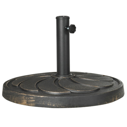 Pied de parasol rond de jardin en résine bronze, capacité de charge 18 kg, pour mât de Ø 38/48 mm
