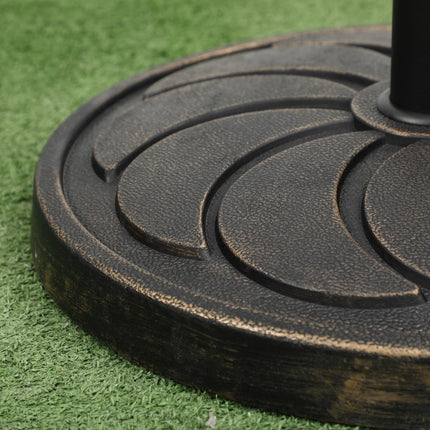 Pied de parasol rond de jardin en résine bronze, capacité de charge 18 kg, pour mât de Ø 38/48 mm