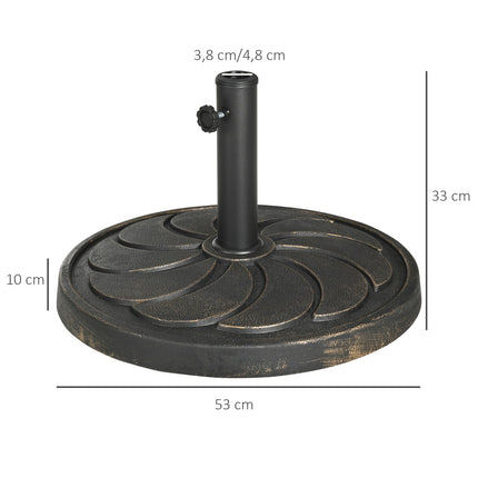 Pied de parasol rond de jardin en résine bronze, capacité de charge 18 kg, pour mât de Ø 38/48 mm