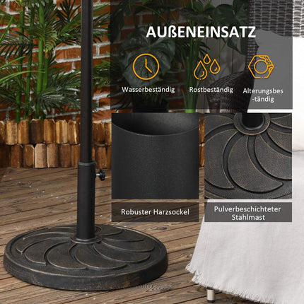 Pied de parasol rond de jardin en résine bronze, capacité de charge 18 kg, pour mât de Ø 38/48 mm