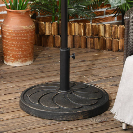 Pied de parasol rond de jardin en résine bronze, capacité de charge 18 kg, pour mât de Ø 38/48 mm