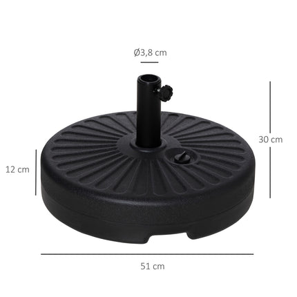 Parasolvoet 21-26Kg Voor Ø38Mm Cement Zwart Ø51X30Hcm