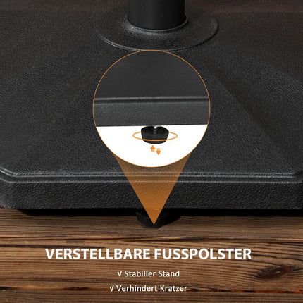 Pied de parasol 22 kg, base stable pour mâts Ø 32/34/38 mm, remplissage ciment, idéal pour jardin, noir, Ø 46 x 39 cm