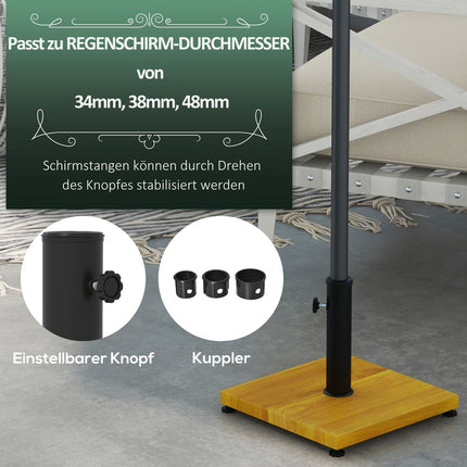 Sonnenschirmständer, 25 kg verstellbar, Holzoptik, gelb